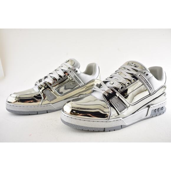 Louis Vuitton Chrome Metallic Mirror Silver Low Top Trainer Sneaker UK 9 US10 11 - Picture 13 of 16